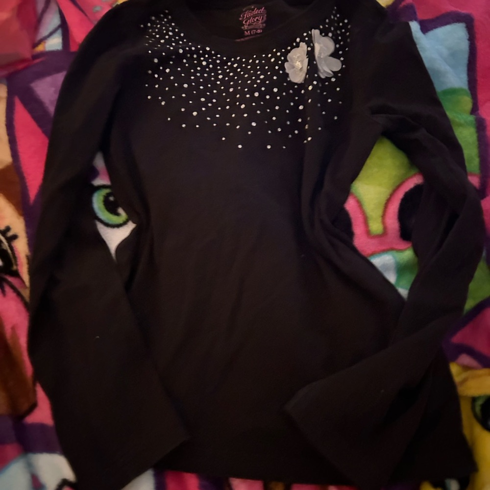 Faded Glory Black Rhinestone Long sleeve shirt